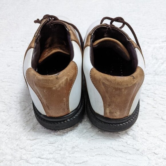 Footjoy Men's SuperLites Spiked Golf Shoes White Brown Style 58049 US Size 10M - Picture 4 of 8